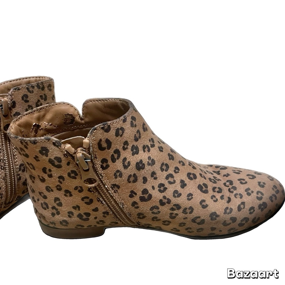 Sz 2 Leopard Print zip up Bootie ankle boots - Picture 5 of 5